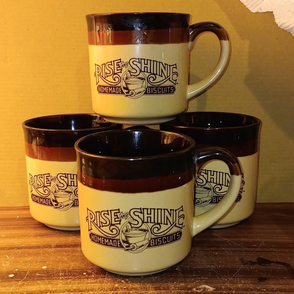 Vintage 1980s stoneware Hardee's Rise and Shine coffee ☕️ mugs cups - Picture 1 of 3